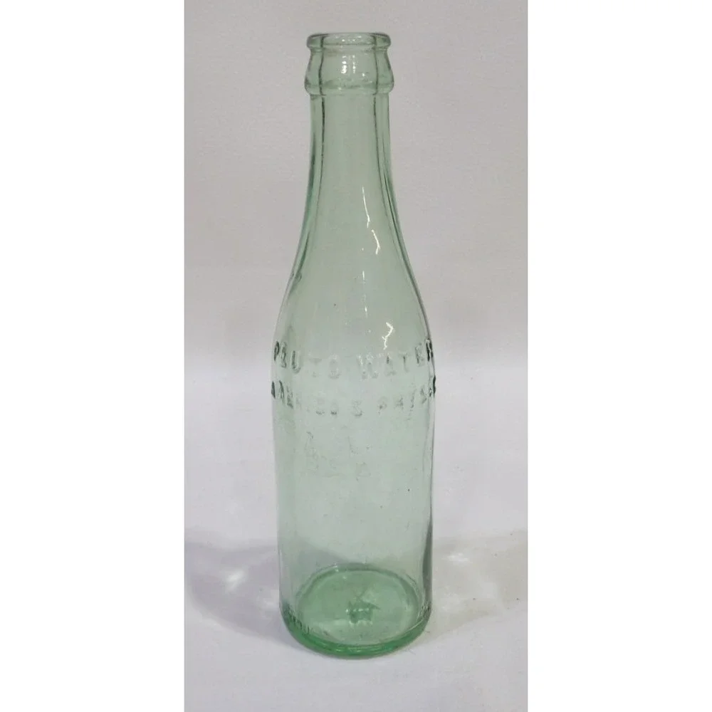 Antique Pluto Water America's Physic Aqua Glass Bottle Embossed Devil Base Logo